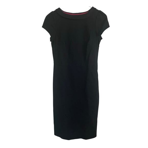Boden Black Dress Cap Sleeve Midi Length Sheath Dress Boat Neckline Size 6 - Picture 1 of 6